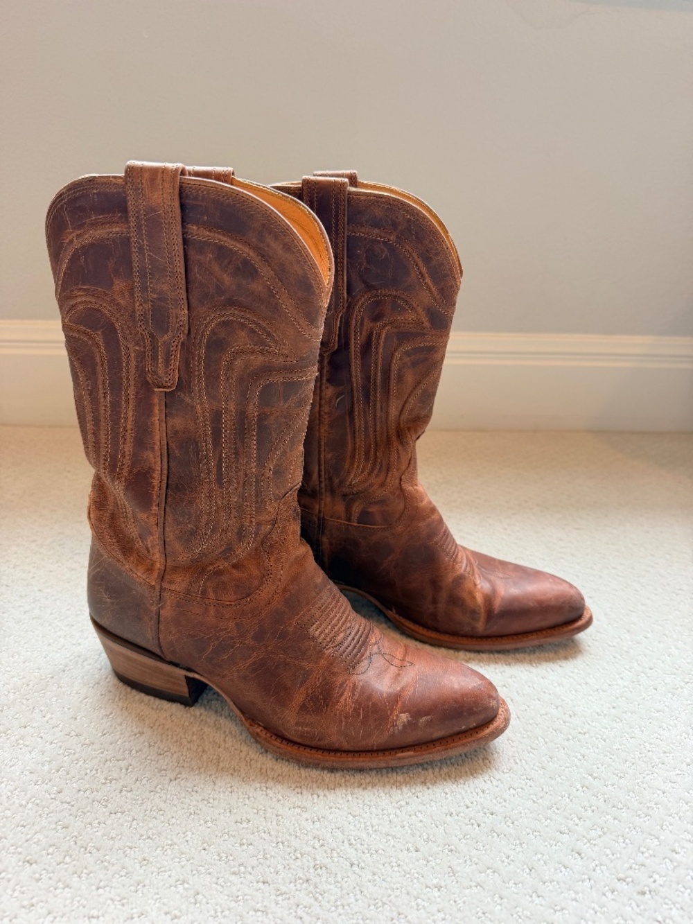 Tecovas Jamie Cowboy Boots in Scotch Goat Leather, Size 8.5W